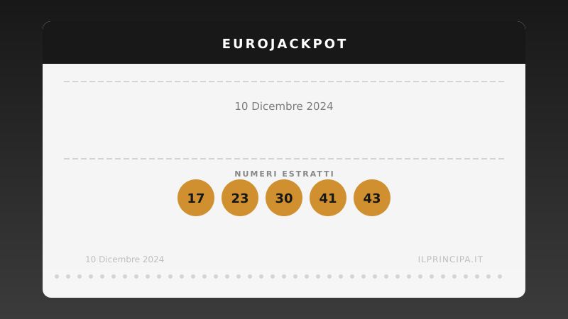 EuroJackpot 10 dicembre 2024: la combinazione della lotteria europea