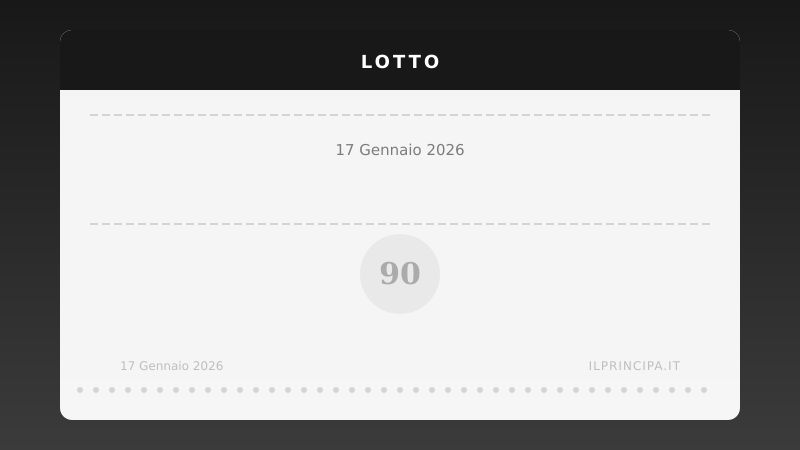 Lotto, estrazione del 17/01/2026: i numeri vincenti ruota per ruota