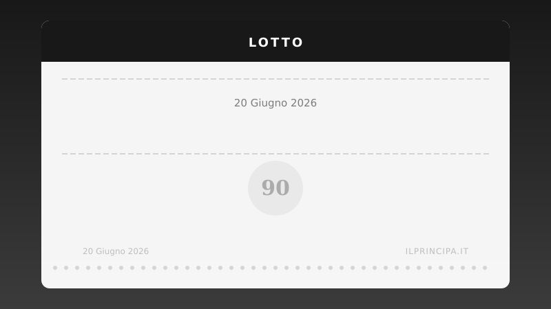 Estrazione Lotto 20 giugno 2026: numeri vincenti del concorso n. 99