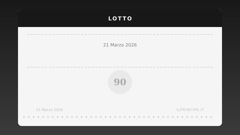Lotto, estrazione del 21/03/2026: i numeri vincenti ruota per ruota