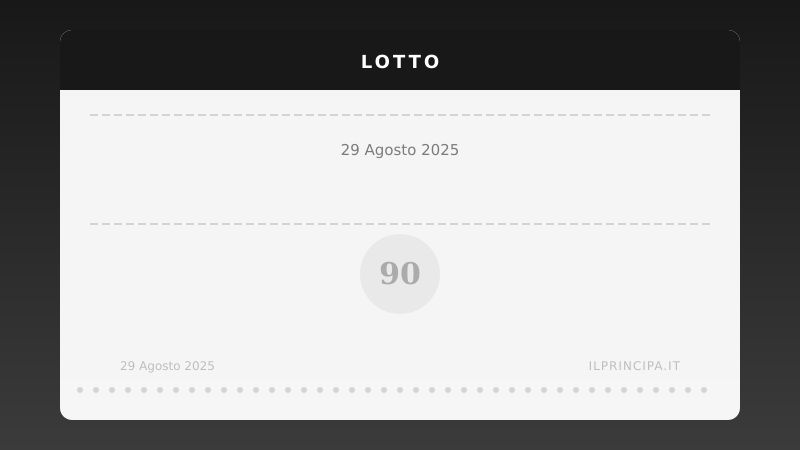 Lotto 29 agosto 2025: ecco i numeri estratti su tutte le ruote