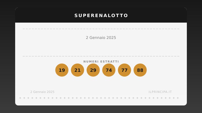SuperEnalotto 2 gennaio 2025: niente colpo grosso
