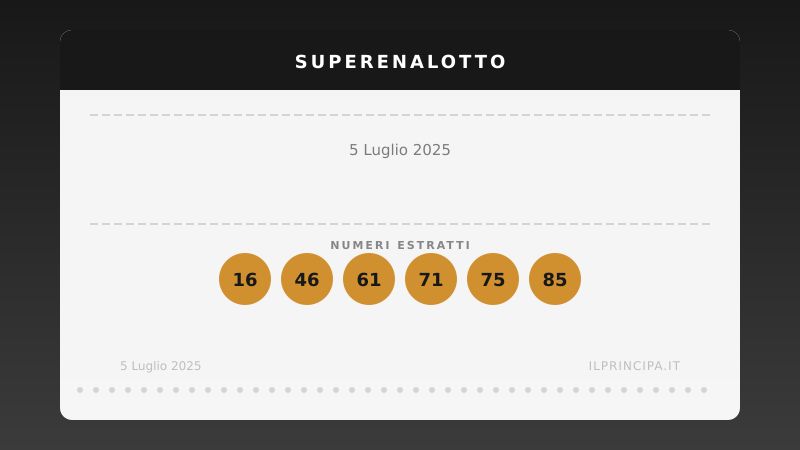 SuperEnalotto 05/07/2025: Il premio massimo non è stato assegnato nel concorso